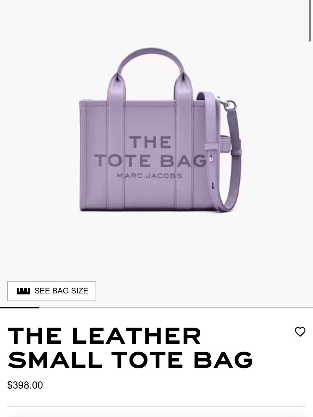 NWT Marc Jacobs the leather small tote bag - lilac - Picture 10 of 10
